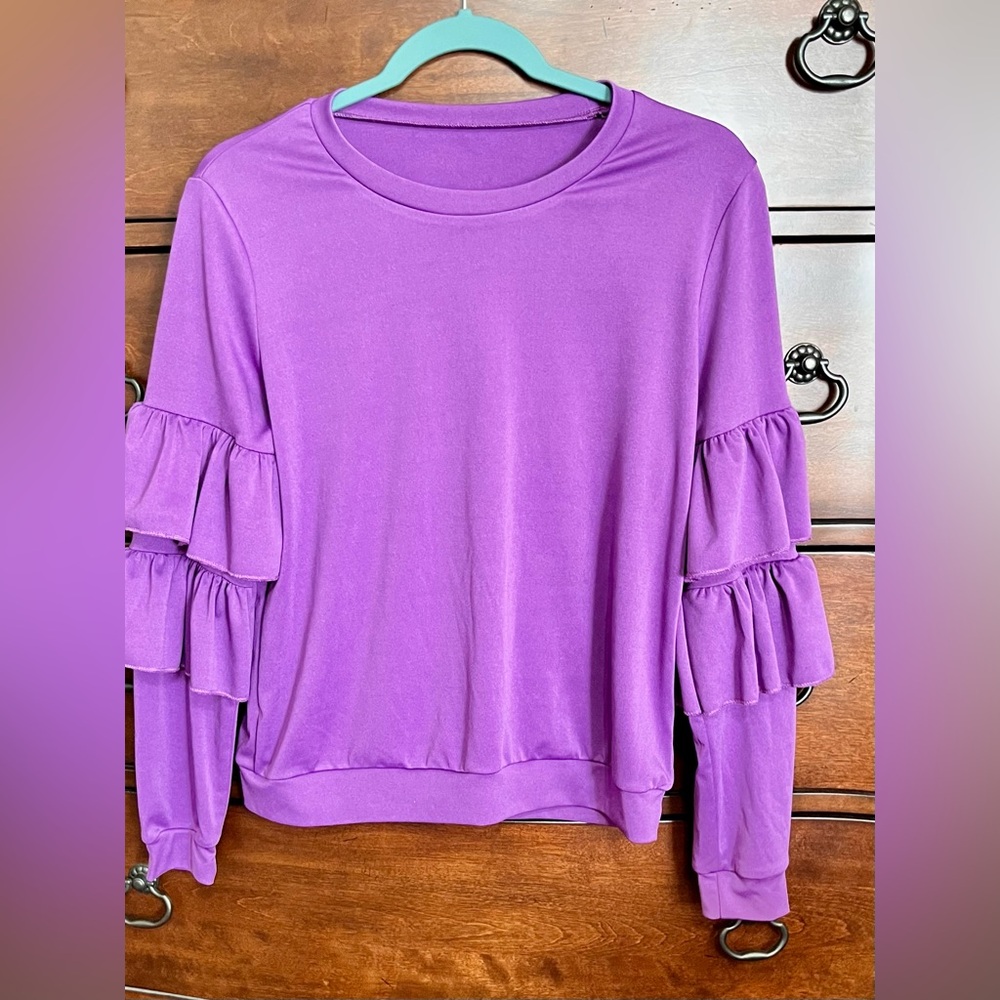 Purple Ruffle Sleeve Women's 2 pc Boutique outfit.